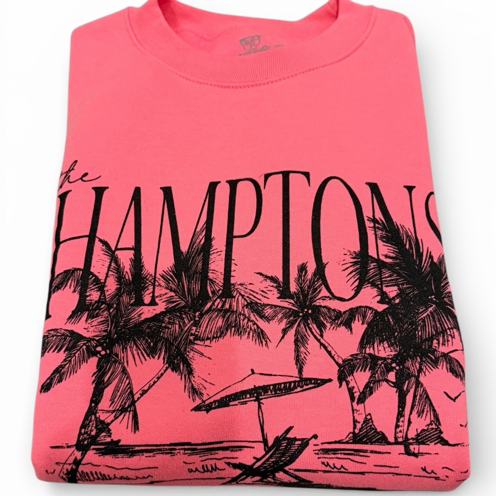 Neon Pink Hamptons Oversized Soft Long Sleeve Women's‎ Sweatshirt Size Small